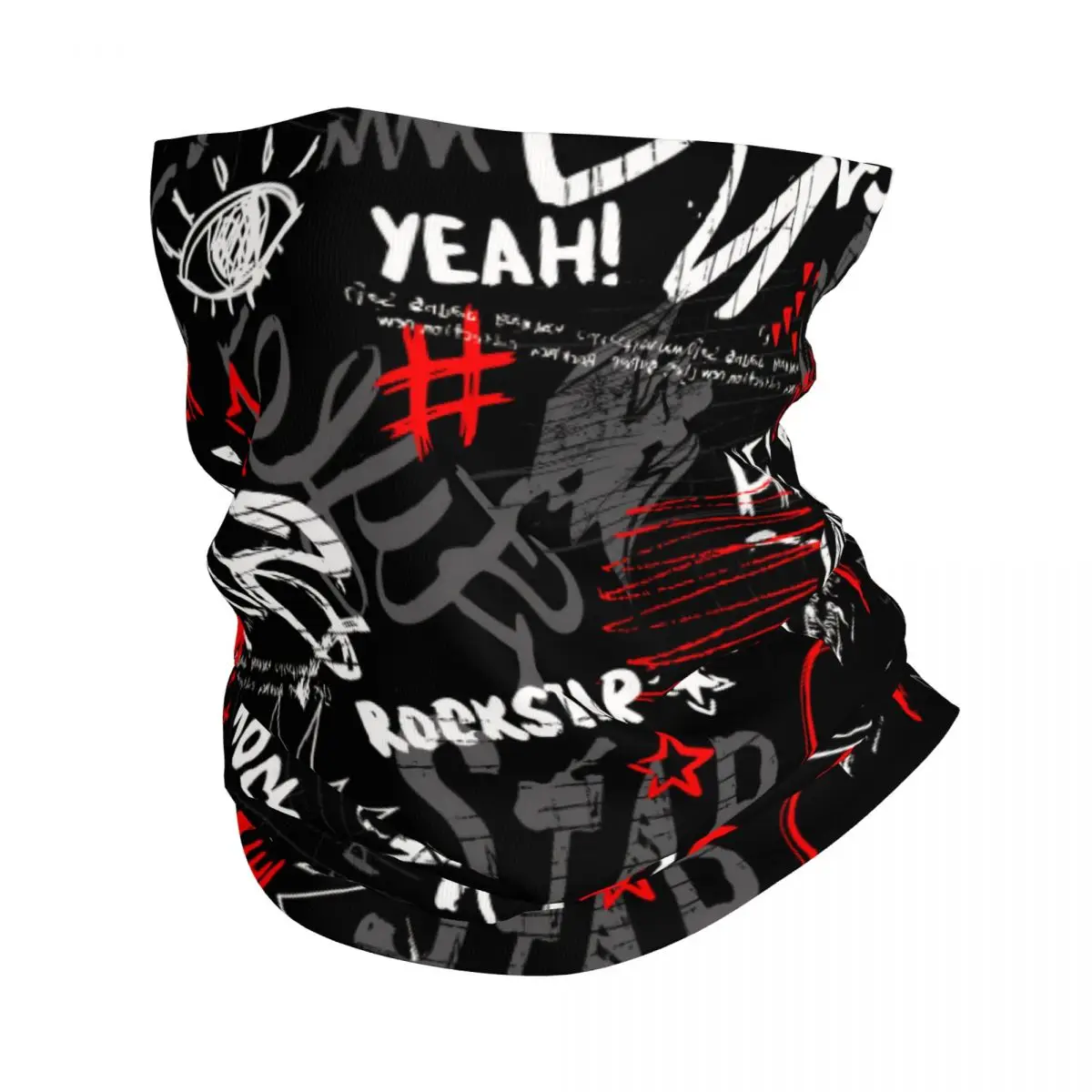 Headphones Spray Paint Words Rock Graffiti Art Pattern Bandana Neck Cover Motocross Wrap Scarf Running Unisex Adult Winter