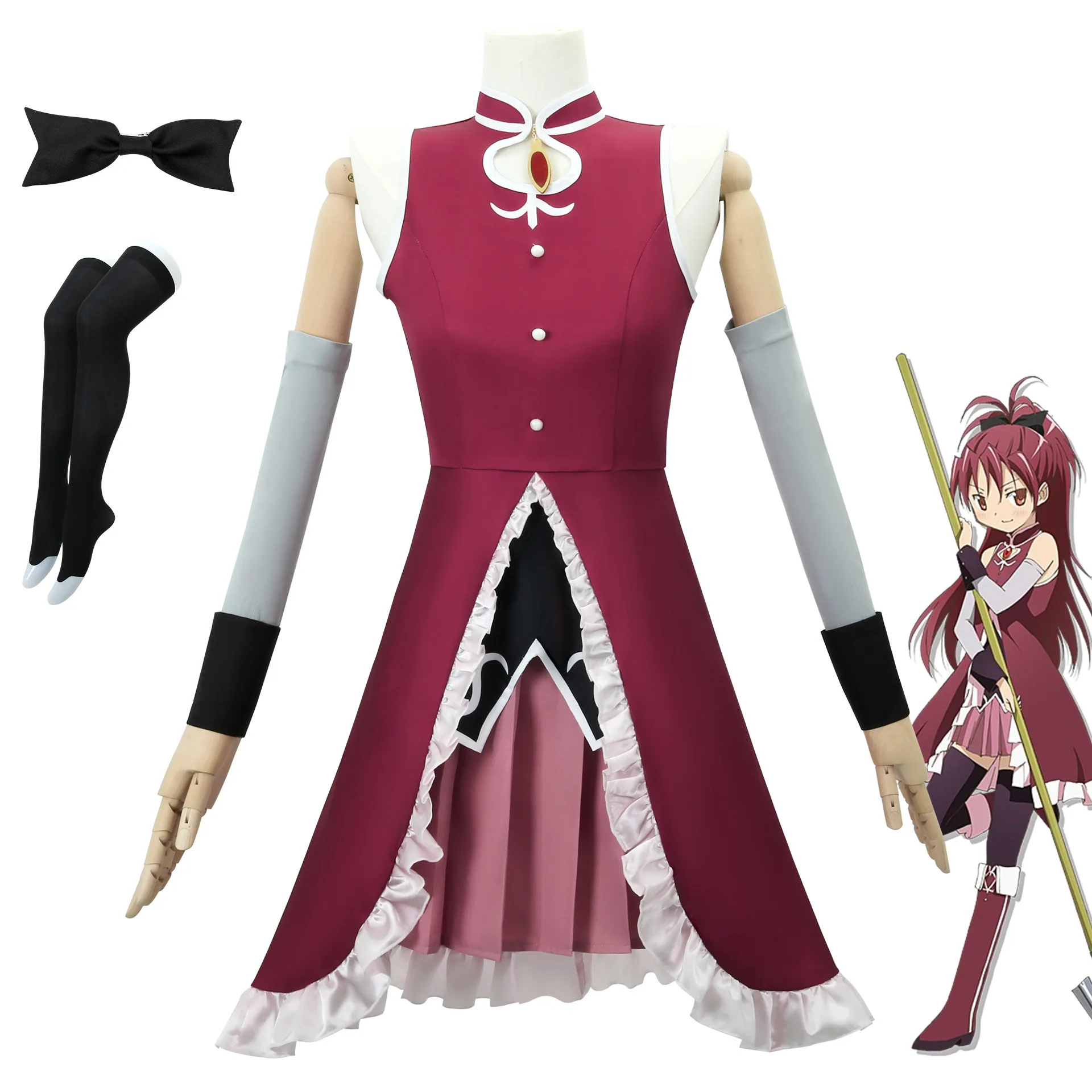 

Anime Puella Magi Madoka Magica Sakura Kyoko Cosplay Costume Madoka Magica Sakura Kyouko Halloween Party Cos Costume Dress