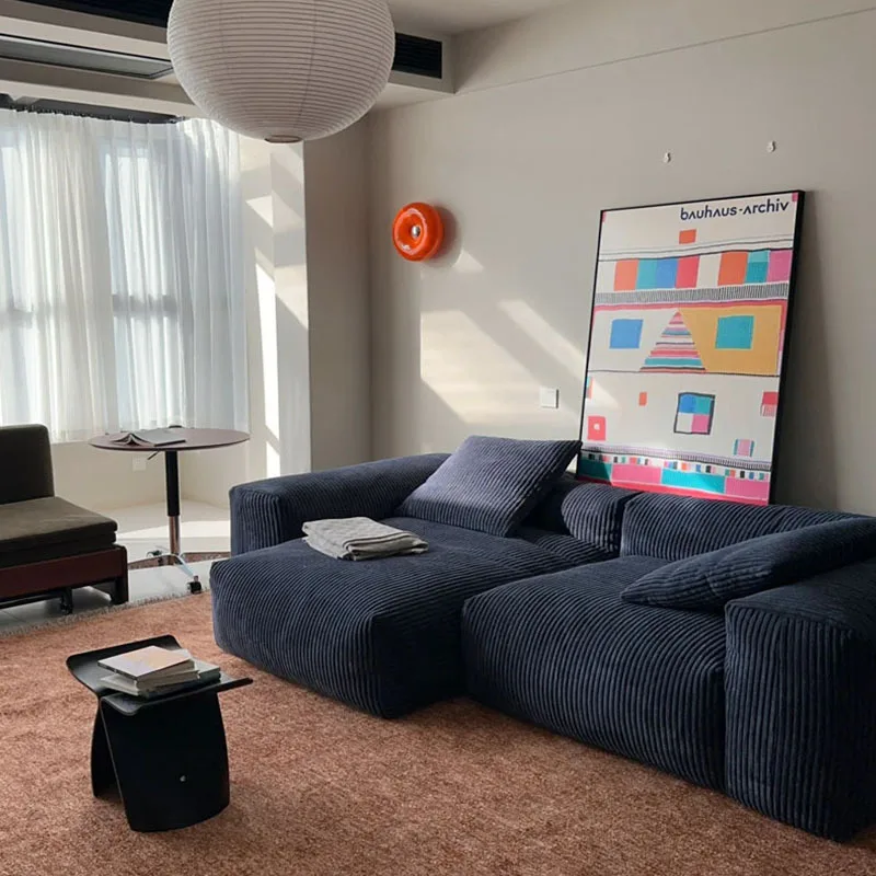 L Shaped Corner Modern Extra Large Modular Sectional Cloud Corduroy Sofas Couch Fabric Sofa Set in Box
