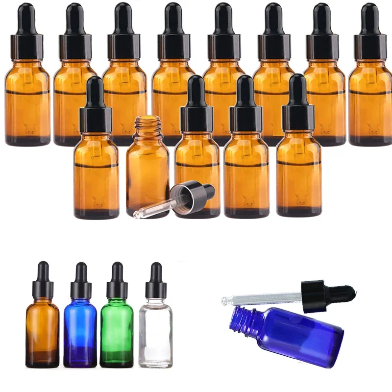 

5Pcs Reusable 5ml-100ml Mini Empty Glass Dropper Bottles Travel Container Essential Oil Sample Vials Portable Tincture Bottles