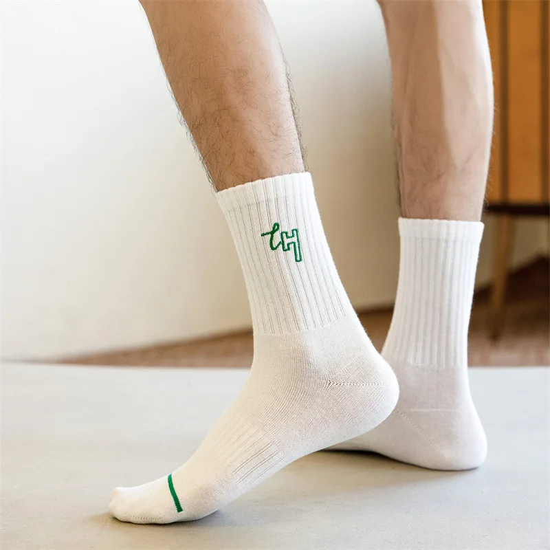 Chaussettes mi-mollet en coton pour hommes, bas de sport, chaussettes de loisirs, absorbant la sueur, chaussettes de basket-ball respirantes, haute