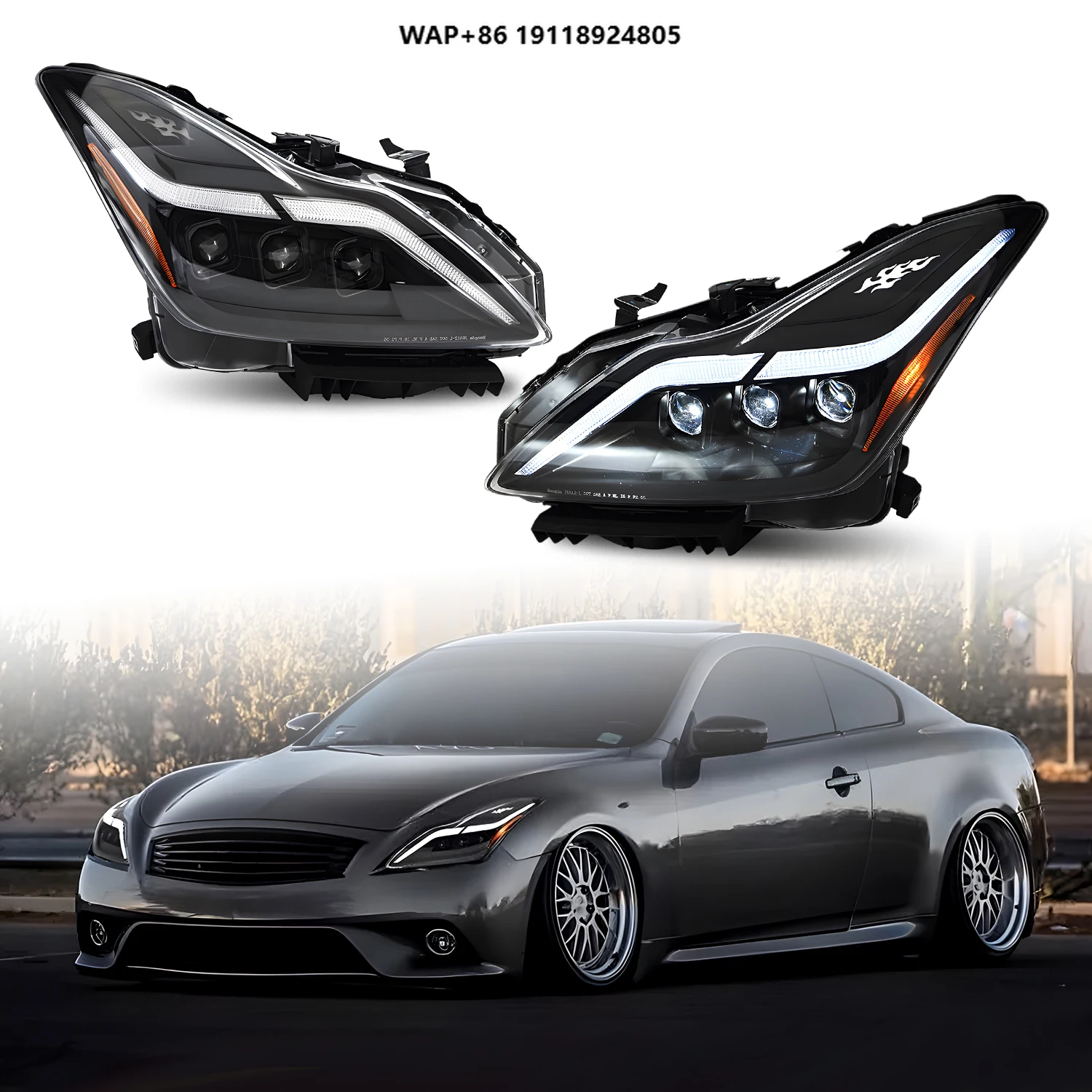 

Светодиодные фары для G37 2008-2013 DRL Start up Animation Q60 Coupe Convertible 2014-2015 Автомобильные передние фонари