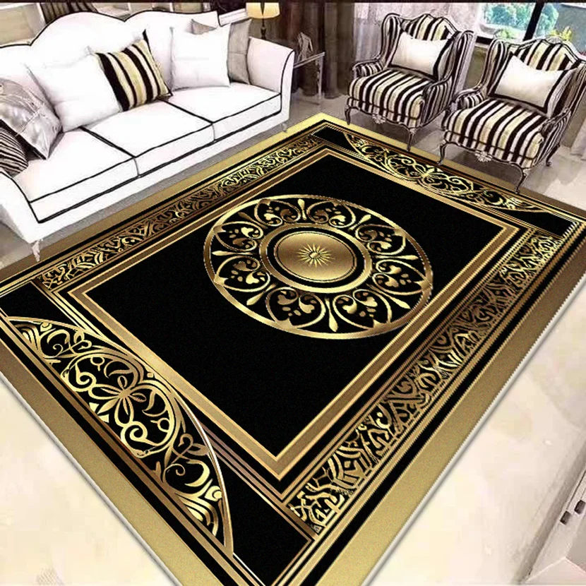 

Ковры из черного золота для гостиной, большая площадь, роскошное украшение, домашний диван, коврики для спальни, гардеробной, нескользящий напольный коврик, моющийся