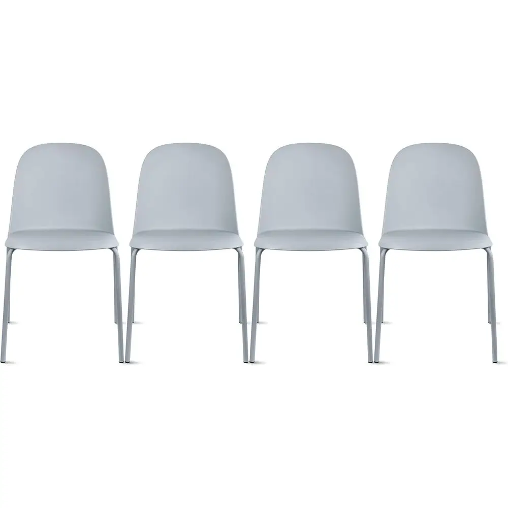 

Stackable Arm Dining Chair | Plastic Seat with Metal Legs | Suitable for Indoor & Outdoor | Home, Kitchen, Patio (Set of 4, Grey