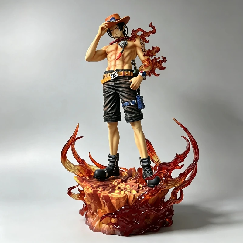 

35cm One Piece Portgas D Ace Anime Figure High Quality Fire Fist Ace GK Statue With Base Collection Model Toy Desktop Decor Gift