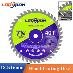 Loonpon 184mm Carbide Circular Saw Blade Wheel Discs Wood Cutting Disc Woodworking Saw Blades for Wood Aluminum Plastic