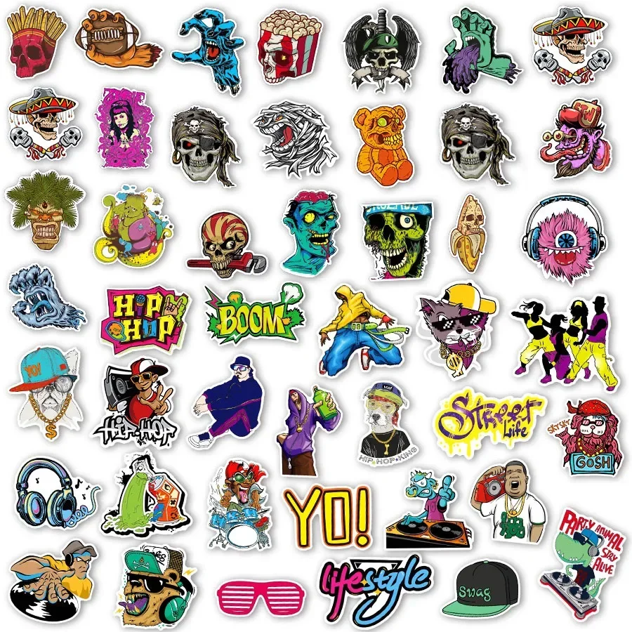 100 Pcs Terror Series Hip Hop Stickers for Laptop Phone Car Bike Skateboard Guitar Suitcase Graffiti Sticker Waterproof Decal