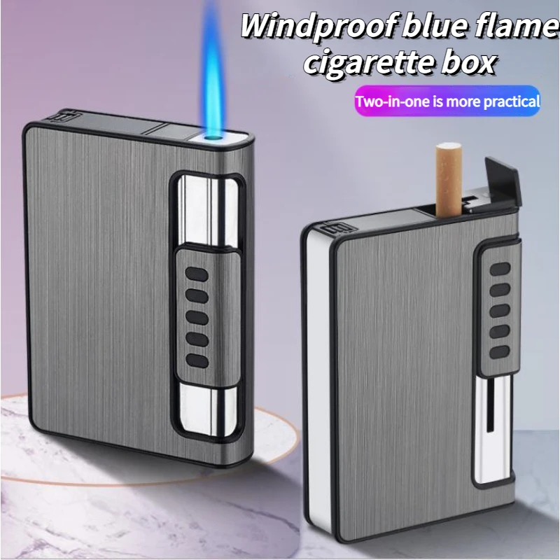 

Best-selling pyrotechnics integrated inflatable windproof lighter with direct blue flame12-pack automatic ejection cigarette box