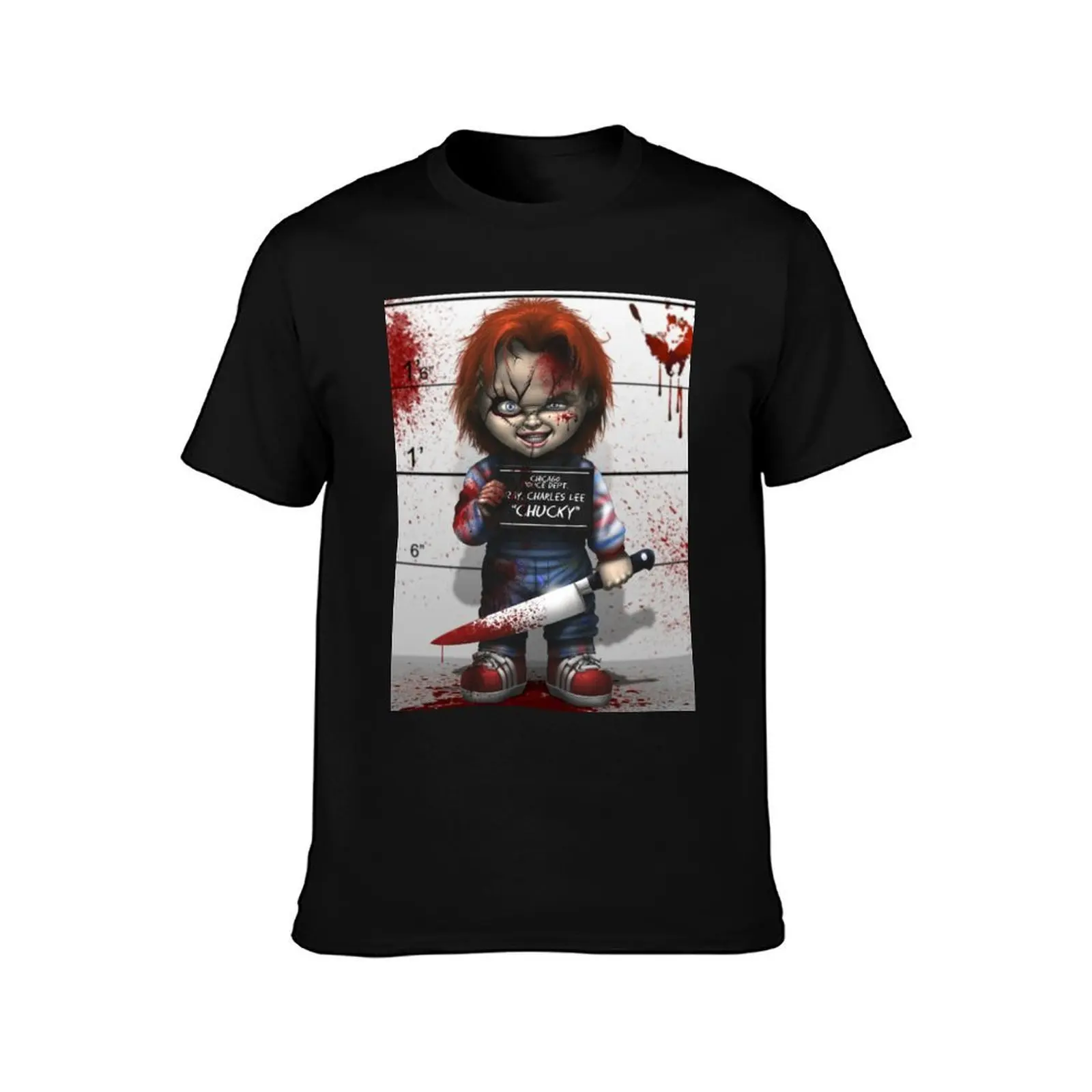 Police lineup of Chucky from Child's Play T-Shirt Casual Street Style Short Sleeve Tee T-Shirt