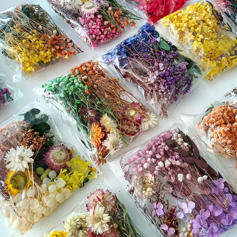 1 confezione di fiori secchi vari set per artigianato fai da te decorazione di nozze per la casa Real Touch Gypsophila piccolo pacchetto abbellisci regali