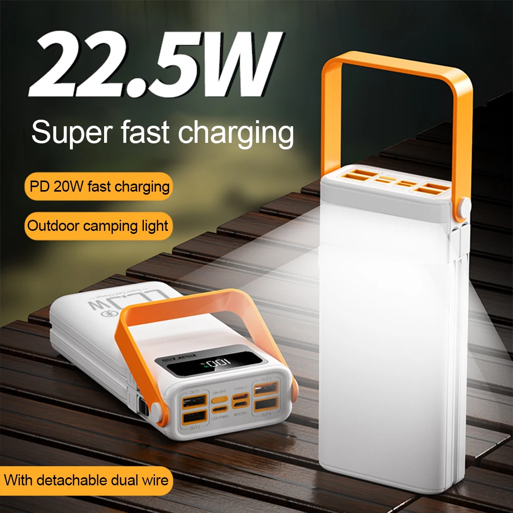 

22.5W Fast Charging Power Station 20000mAh Portable Power Bank Solar Generator LED For Camping Phon Outdoor Emergency Power Bank