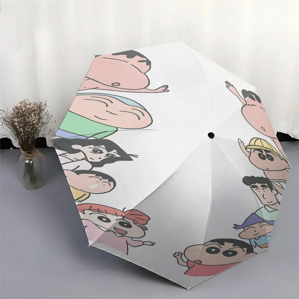 

Складной зонт с принтом большого изображения персонажа Шин-чана - с изображением Шинносуке, семьи и друзей на белом фоне