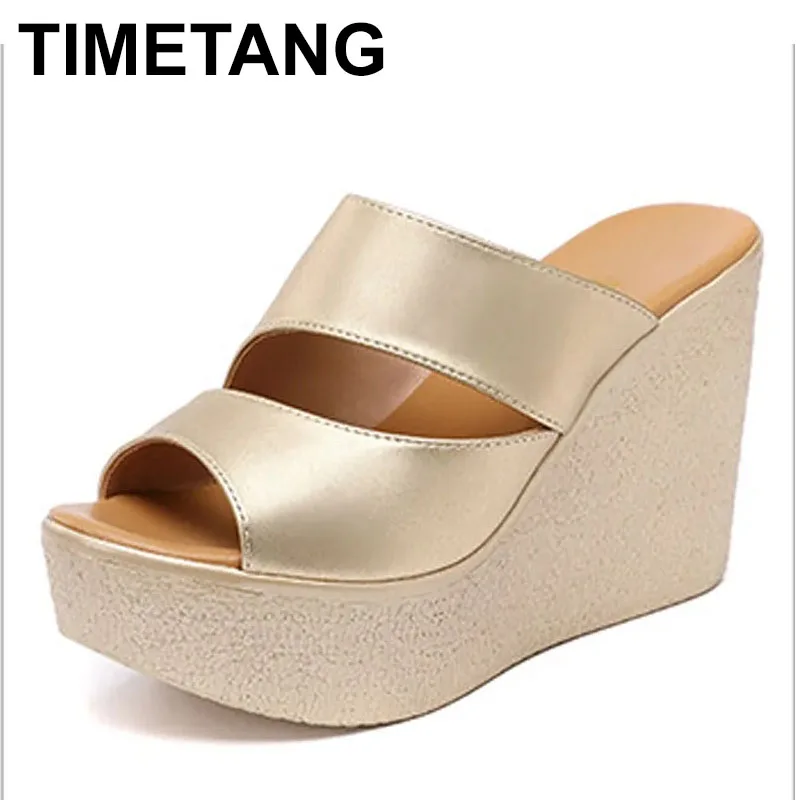 

Лето 2023, модные стильные женские сандалии на толстой подошве, обувь на танкетке для женщин, сандалии на платформе с золотым бантом на высоком каблуке, размер 32-43