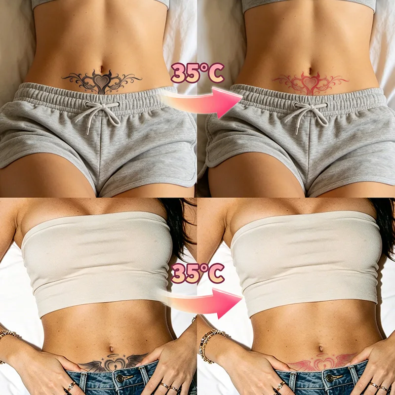 Succubus Temperaturaktivierte temporäre Tattoos, langlebig, wasserfest, Farbwechsel bei Hitze, für Frauen, Brust, Bein, Taille – Detail 5