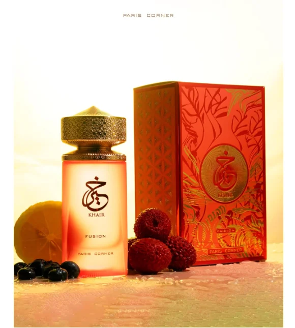 

Khair Fusion Lychee Perfume 3.4 Fl Oz Paris Corner Fruity Notes of Lychee Blackcurrant And Red Apple Aromatic Fragrance