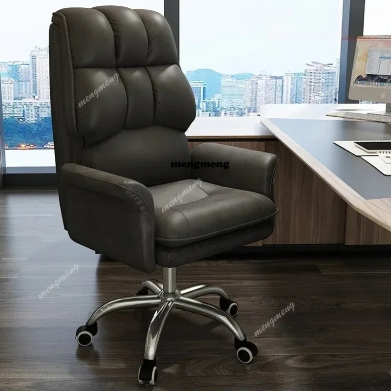 K182Lazy Wheel Office Chair Design Relax Adjustable Comfy Computer Office Chair Leather Designer Cadeiras De Escritorio Furnitur