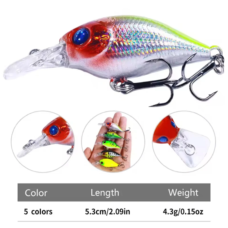 5 szt. Przynęty typu Crankbait na okonia, pstrąga, zestaw 4,4g 5cm sztuczne przynęty powierzchniowe, woblery typu Crank na szczupaka, przynęty Crankbaits do łowienia — zdjęcie 3