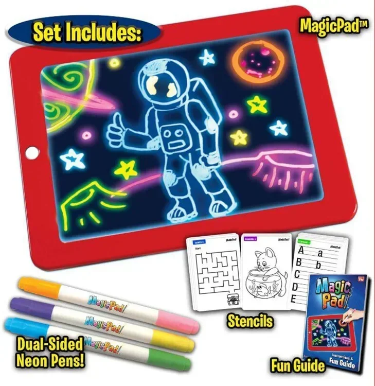 Bloc de dibujo mágico 3D, tablero de rompecabezas de 8 efectos de luz, Bloc de dibujo 3D, tableta, bolígrafo creativo para niños, regalo, luces LED, juguetes de dibujo artístico brillante