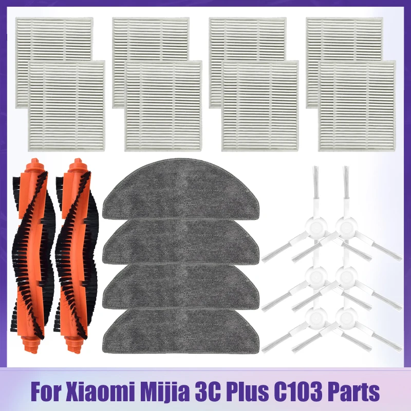 Accessories For Xiaomi Mijia 3C Plus C103 Robot Vacuum Cleaner Parts Roller Side Brush Mop Cloth Rags Hepa Filter Replacement