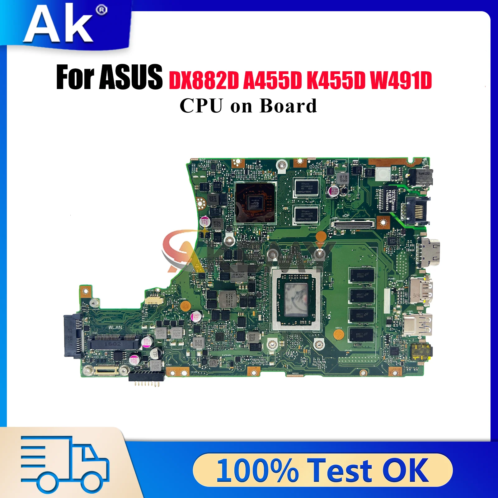 

X455DG Laptop Motherboard For ASUS VivoBook A455D W491D W419D DX882D X455D X455DG K455D Notebook Mainboard W/ CPU fast ship stk