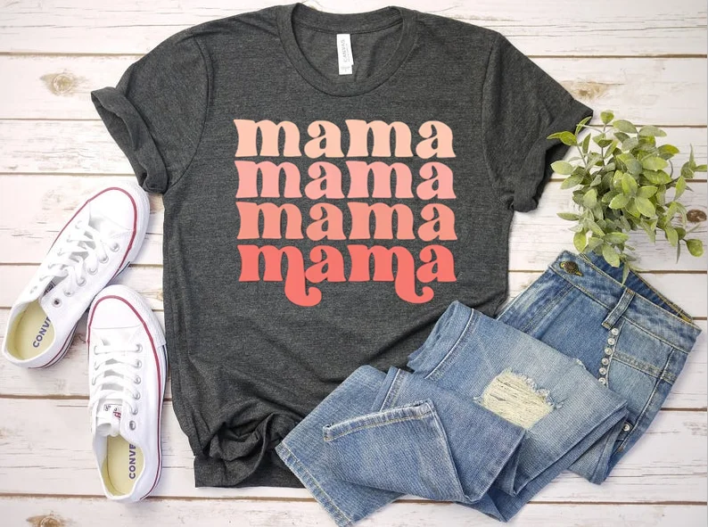 Retro Mama  tacked Mama Short Sleeve Top Tees O Neck Fashion 100% Cotton goth y2k Streetwear harajuku kawaii Drop Shipping