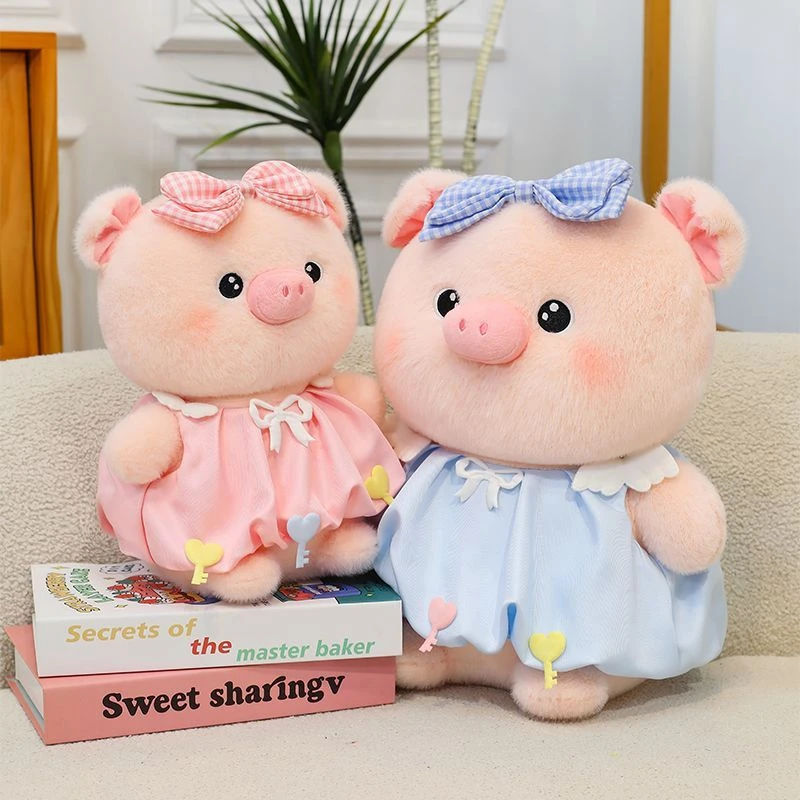 Jouet en peluche petit cochon mignon de 30CM, robe à nœud pour habiller une poupée cochon douce comme cadeau d'anniversaire et de noël pour enfants