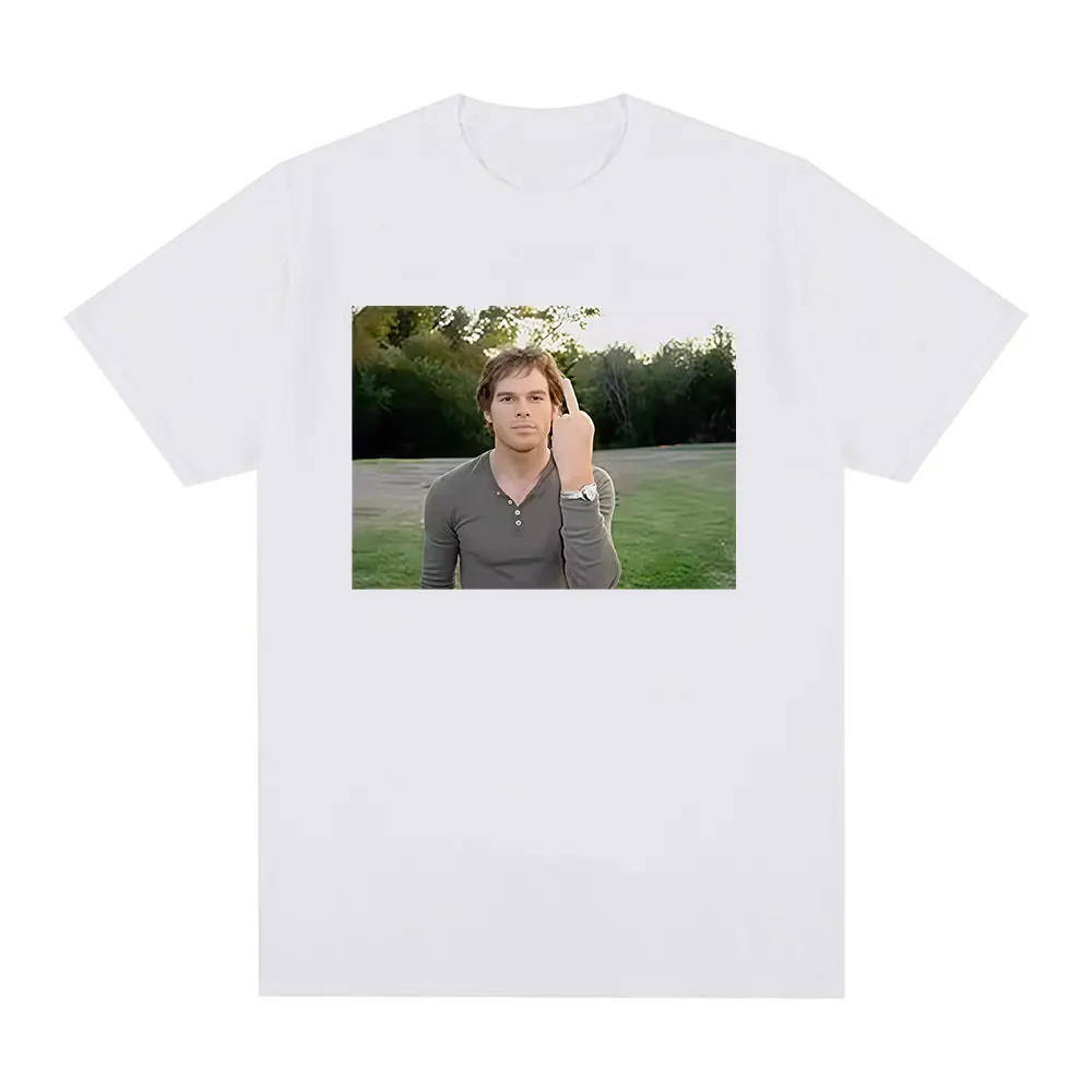 المسلسلات التلفزيونية مضحك Dexter Morgan Edition الاصبع الوسطى ميمي الجرافيك تي شيرت الرجال النساء الملابس عادية القطن قصير الأكمام تي شيرت #4