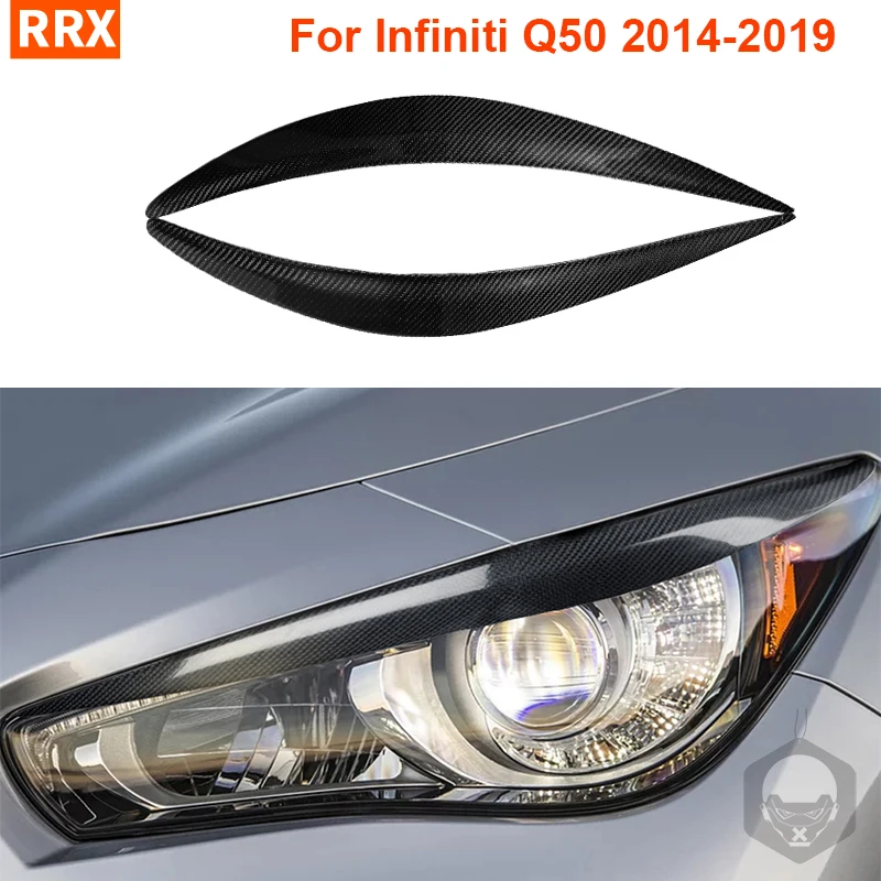 For Infiniti Q50 2014-2019 Eyebrows Eyelids Eyelashes Decorative Real Carbon Fiber Cover Trim Car Exterior Refit Accessories