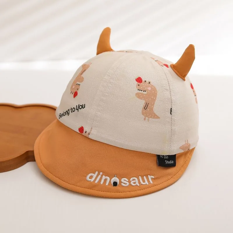 Baby three-dimensional printed small dinosaur soft brimmed baseball cap with patchwork embroidery and cute and playful design view 2