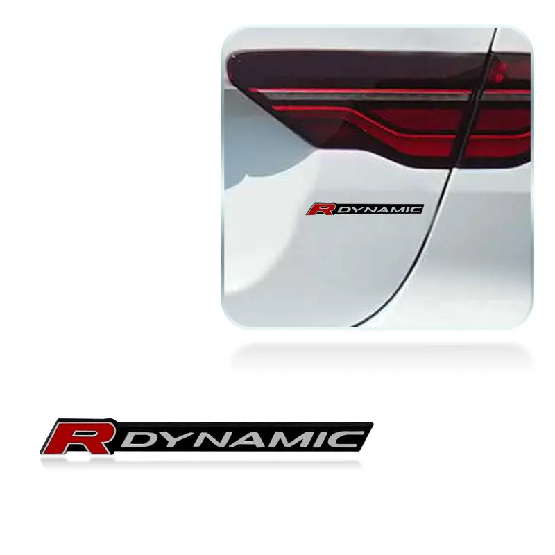 Car Metal R DYNAMIC Logo Side Fender Trunk Badge Emblem Decals Sticker For Land Rover VELAR Sport Discovery Evoque HSE Defender