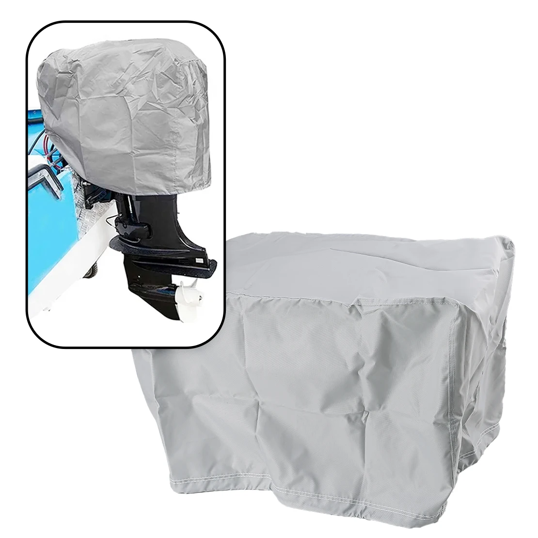 

Gray 600D Oxford Fabric Heavy Duty Outboard Boat Hood Motor Engine Protector Cover Waterproof for 2HP-15HP