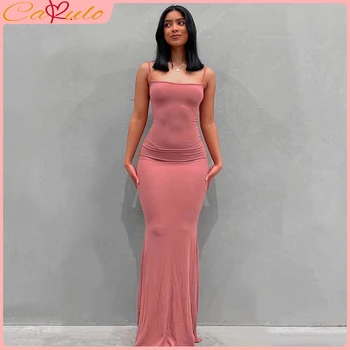 Image Satin Slip Sleeveless Backless Maxi Dress Women 2023 Y2K Summer Bodycon Elegant Sexy Outfits Ladies Birthday Party Club Sundress