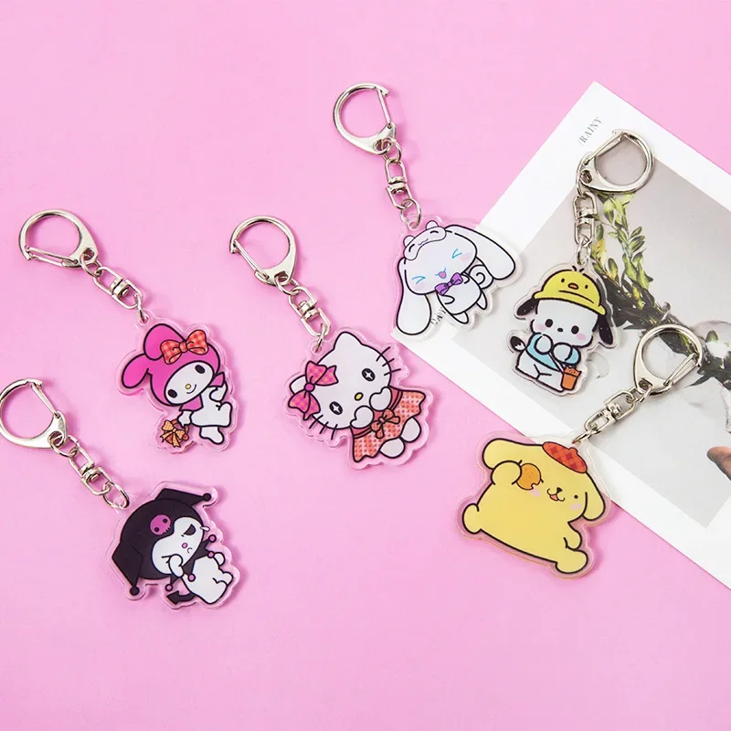 Hot Selling Cartoon Sanrio Keychain Jade Guigou Kuromi Keychain Transparent Acrylic Pacha Dog Pendant Small Accessories Gift