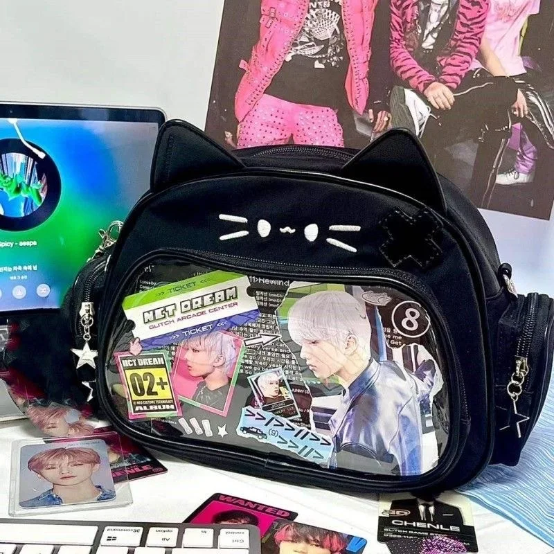 Moda damska plecaki Y2K koreański z japonii Harajuku styl Kawaii kot Ita torba Vintage estetyczne słodkie torby na ramię Crossbody PU