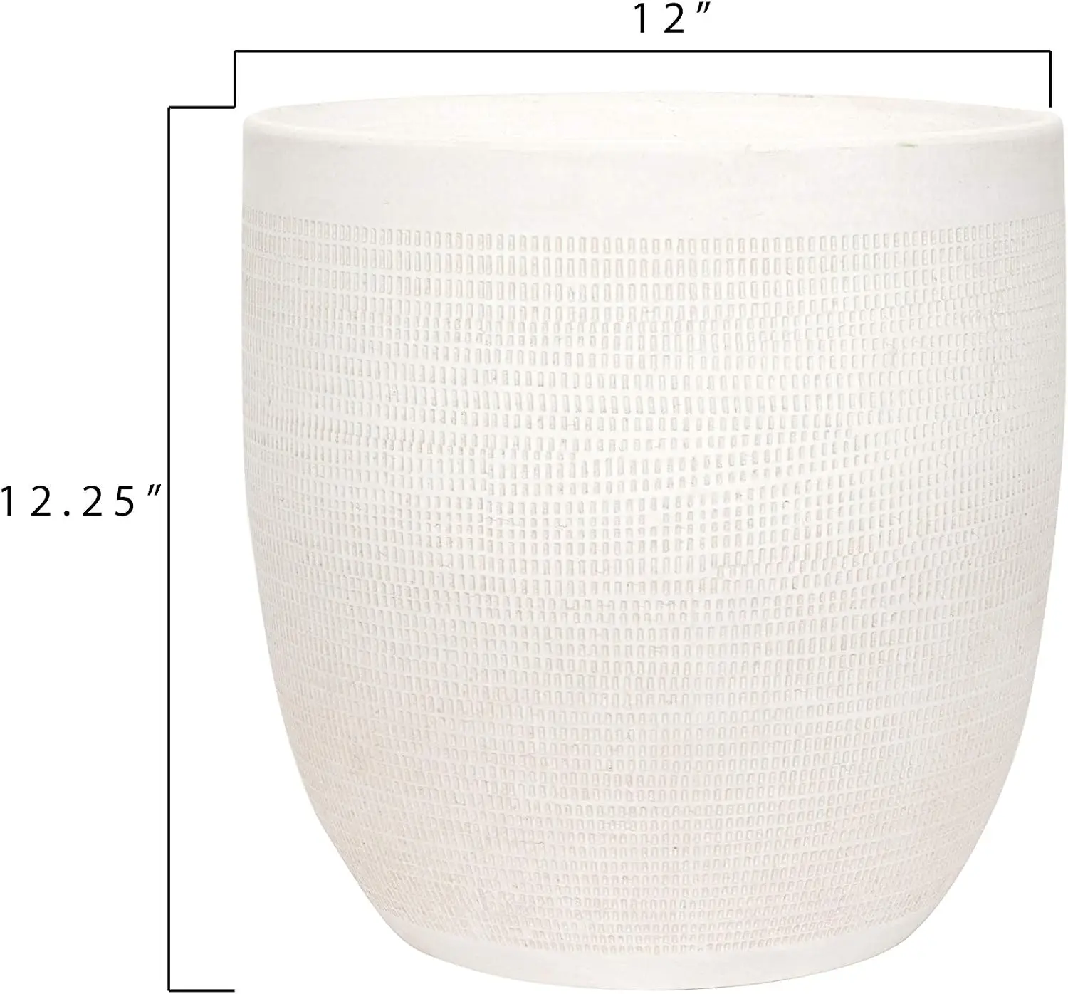 Large Matte White Embossed Stoneware Planter