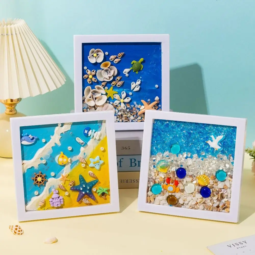 

Multicolor DIY Photo Frame Cartoon 3D Design 3D Ocean Scenery Painting Handmade Wood Material Photo Wood Frame Scrapbooking