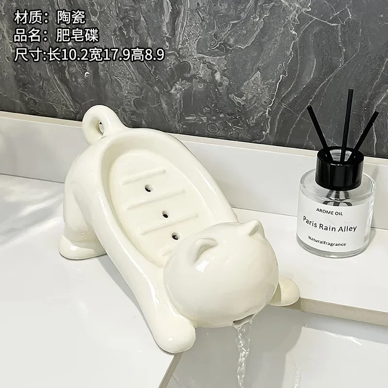 Drain soap box Household household non-punch-free hand washing table Ceramic soap box Toilet soap drain storage rack