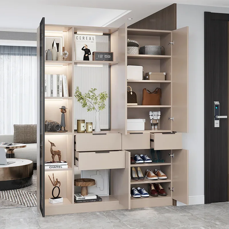 Shoe cabinet, porch cabinet, integrated partition, living room screen storage rack, directly opposite door partition cabinet