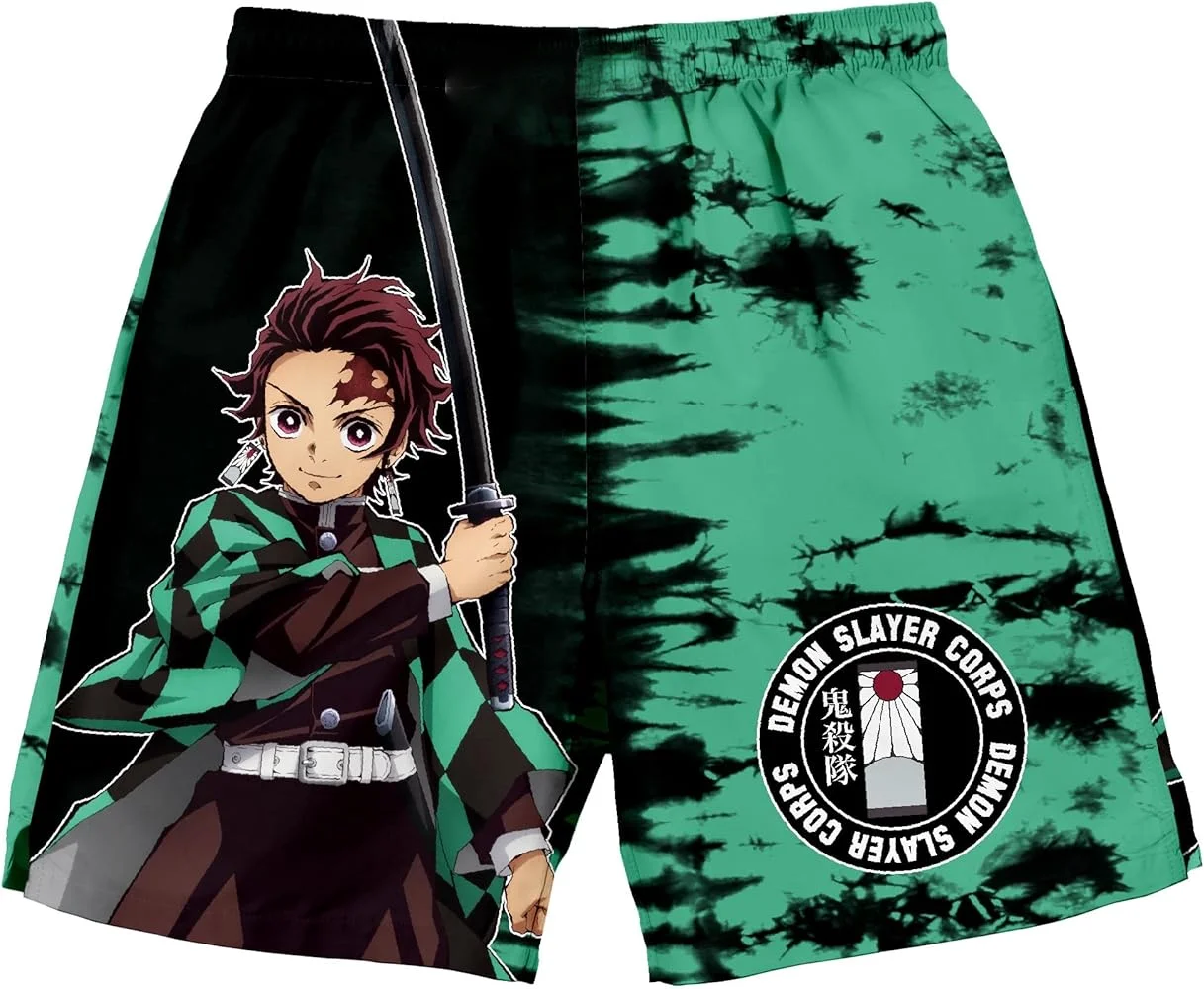2026 Sommer Demon Slayer Retro Cosplay Shorts Herren Übergroße 3D-Bedruckte Schnelltrocknende Strandshorts Familie Unisex Kinder