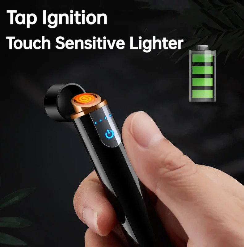 Mini Cylinder Metal Lighter Smart LCD Induction USB Rechargeable Windproof Cigarette Lighter Cigarette Accessories Gift Tool