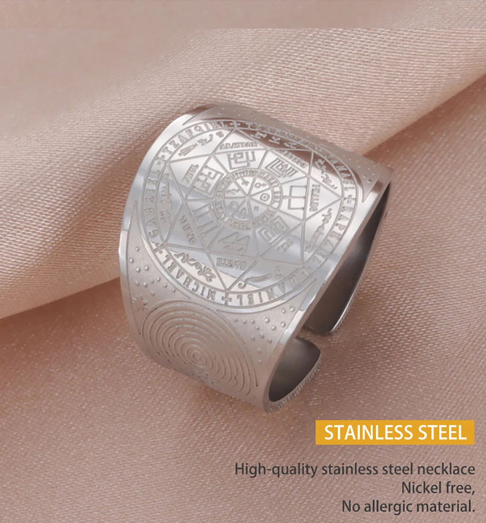 Dawapara Siegel der sieben Erzengel Geheimnis des Universums Ring Edelstahl Salomon Kabbalah Schutz Amulett Talisman – Detail 4