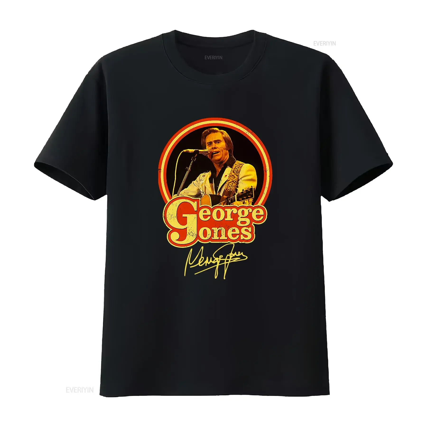 

Singned George Jones T Shirt Size S To 3XL Black Cotton vintage Washed streetwear designer clothes Top For Everyday Wear