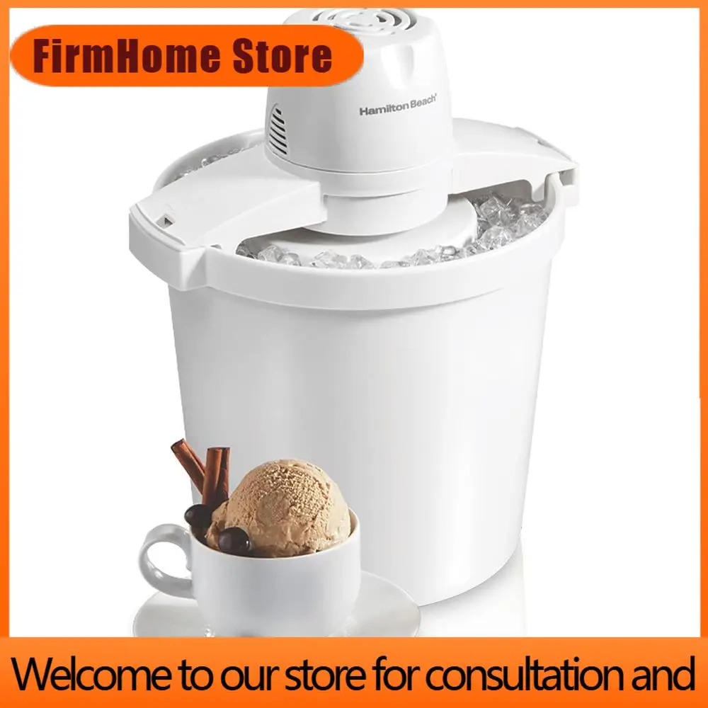 FirmHome Store Máquina para hacer helados eléctrica de 4 cuartos de galón - Prepara crema pastelera, sorbete, gelato, sherbet, blanco