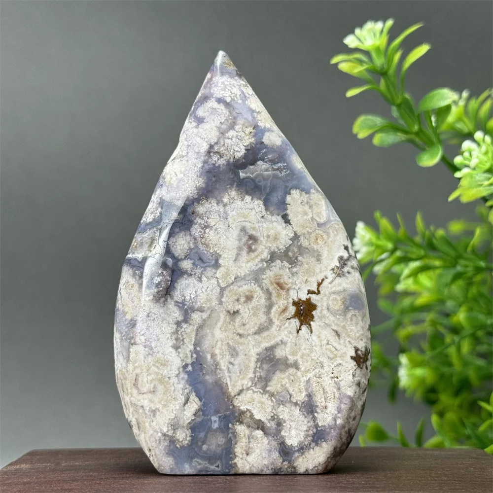 Natural Blue Cherry Blossom Agate Free Form Torch Reiki Healing Meditation Witchcraft Energy Home Feng Shui Decoration Gift