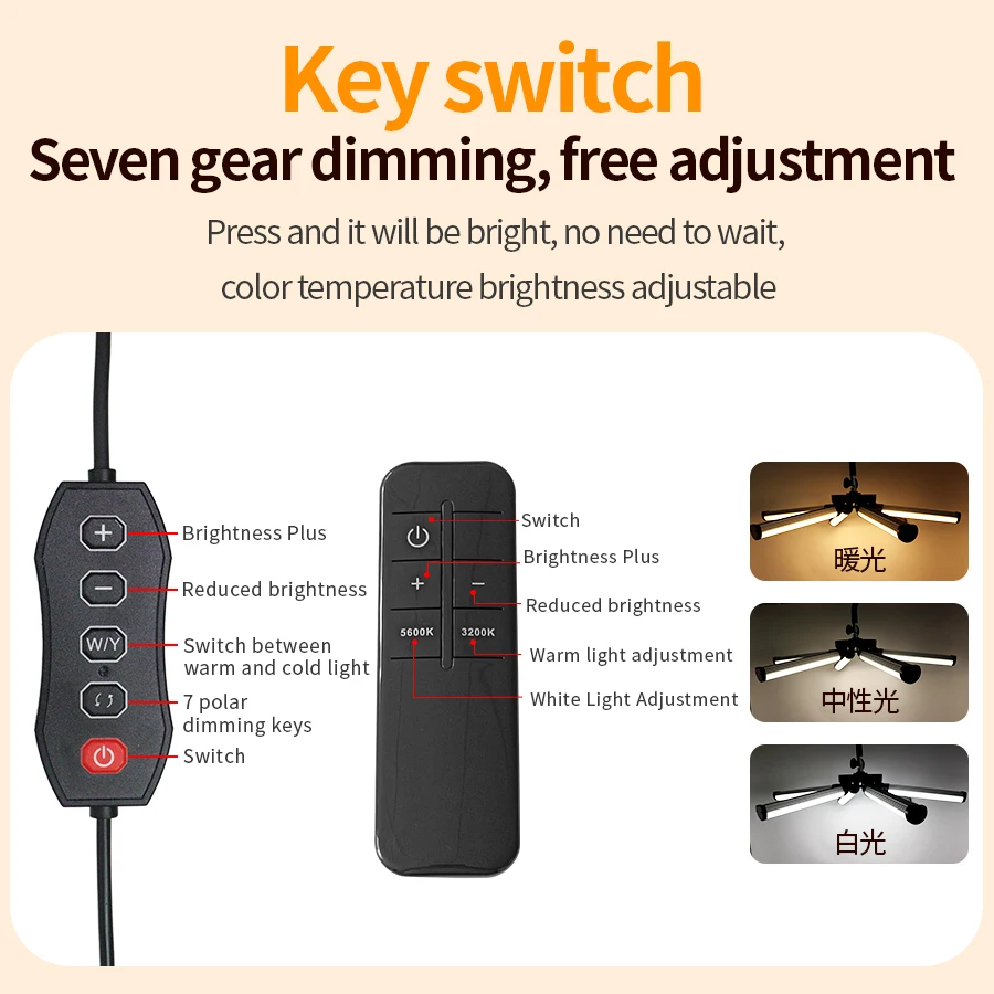 Professional Audio Video Photography Studio Lighting Floor Six Arms LED Lamp Fill Light