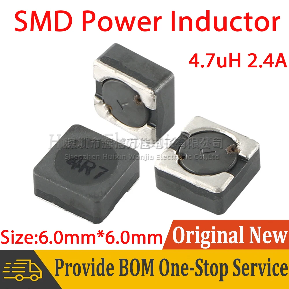 10pcs SMD 4.7uH 2.4A High Current Integrated Power Inductor Inductance Low EMI 6*6mm Frequency 40mHz