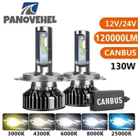 PANOVEHEL-bombillas LED para faros delanteros de coche, lámpara de 130 K, Canbus, H1, H3, H4, H7, 9005 W, 120000LM, H8, H11, HB3, 9006, HB4, 6000