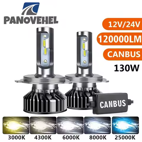 PANOVEHEL H1 H3 H4 H7 LED Canbus 130W 120000LM H8 H11 HB3 9005 HB4 9006 Led Headlights Car Light Bulbs Auto Lamp 6000K