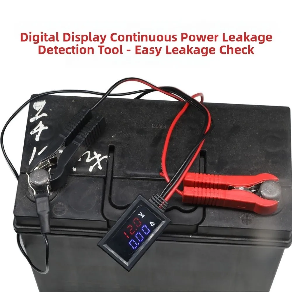 ABS Vehicle Battery Leakage Detector Spring Clip Connection Digital Display Parasitic Draw Detector Replaceable Fuse