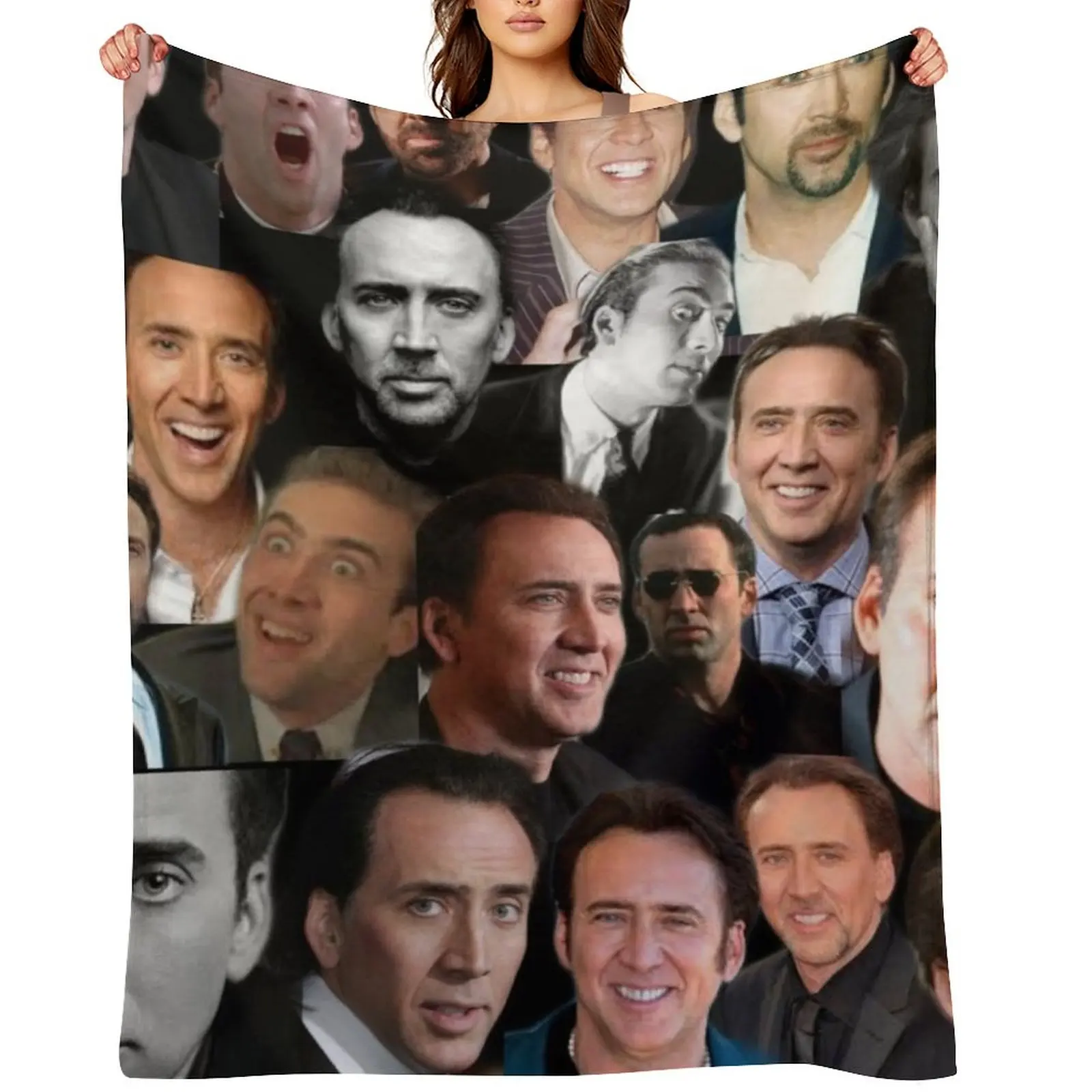 

nicolas cage colllage Throw Blanket Luxury Brand Flannel Bed Softest Blankets